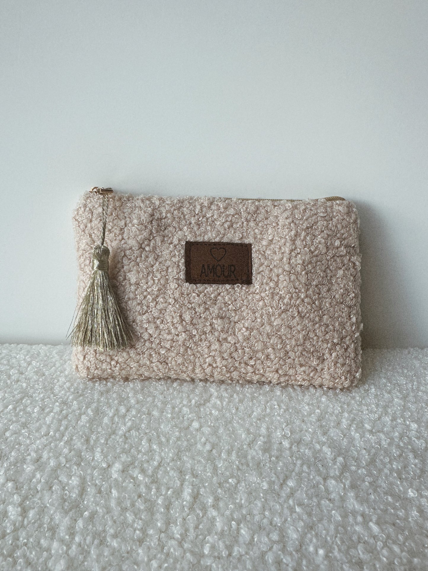 Pochette bouclette beige